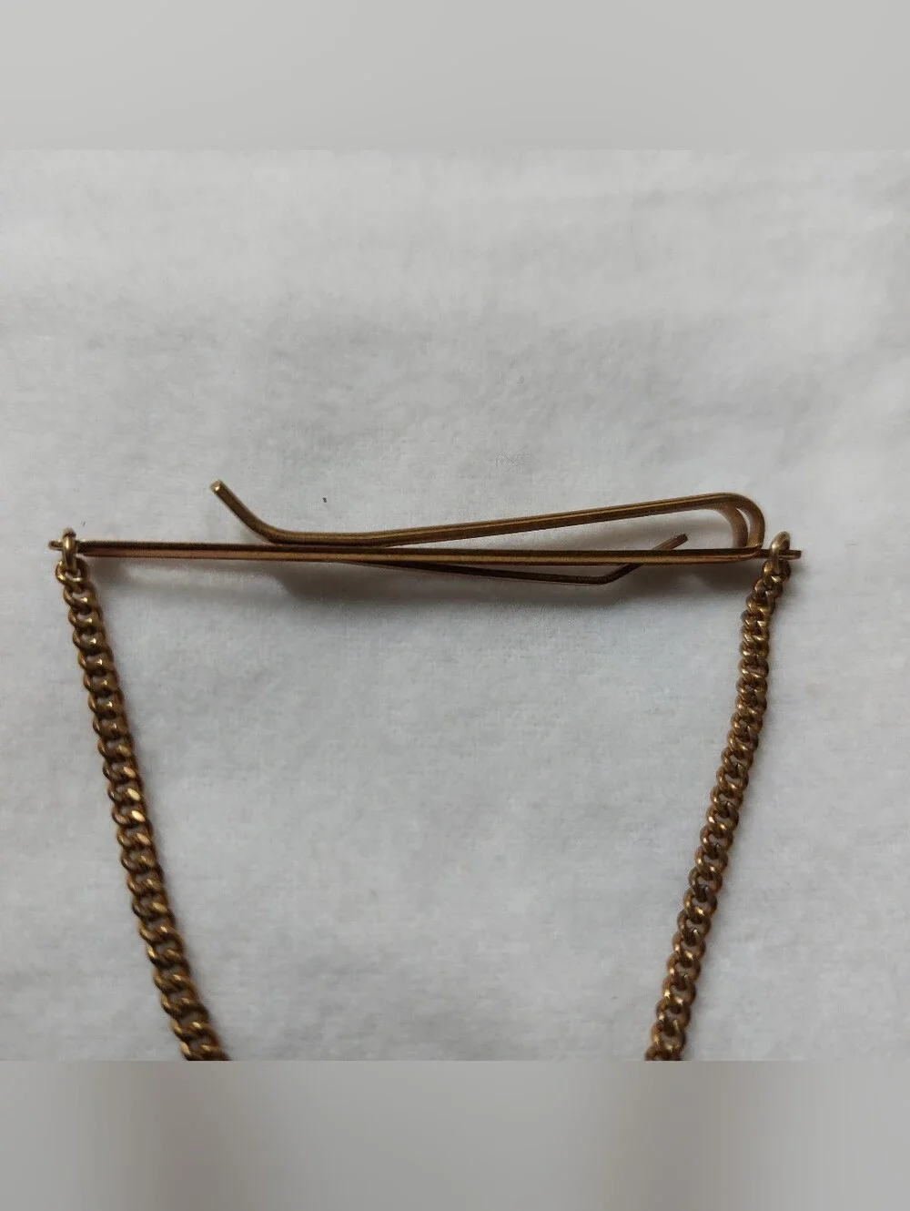 ​Vintage Estate Kreisler Tiger’s Eye Gold Tone Tie Chain Clasp Mid Century